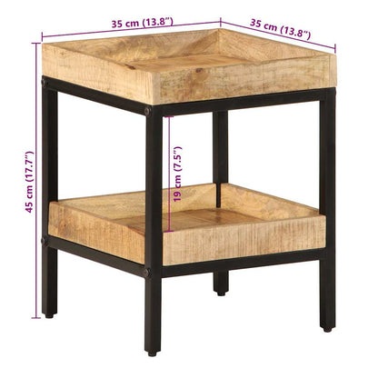Bijzettafel met plank Bruin 35 x 35 x 45 cm Massief Mango Hout