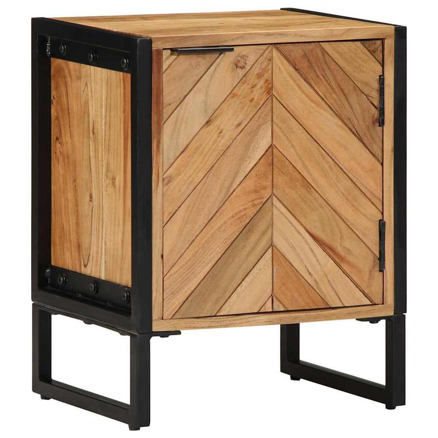 Nachtkastje Bruin 40 x 30 x 50 cm Massief acaciahout en metaal