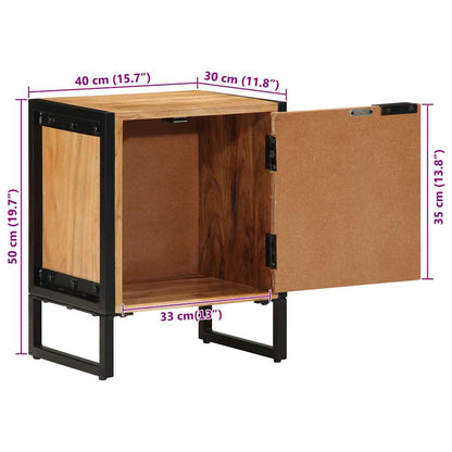Nachtkastje Bruin 40 x 30 x 50 cm Massief acaciahout en metaal