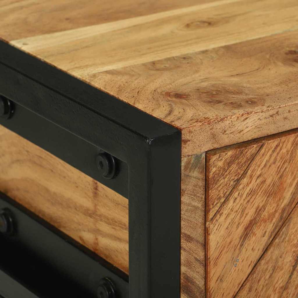 Nachtkastje Bruin 40 x 35 x 50 cm Massief acaciahout en metaal