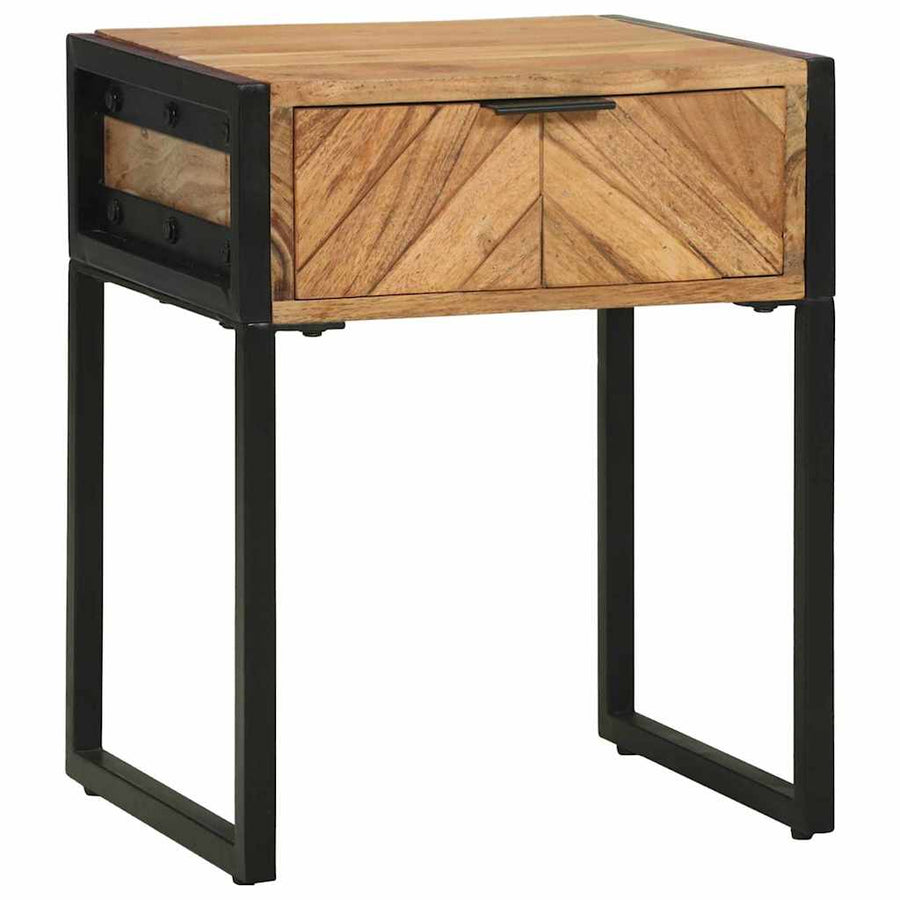 Nachtkastje Bruin 40 x 35 x 50 cm Massief acaciahout en metaal