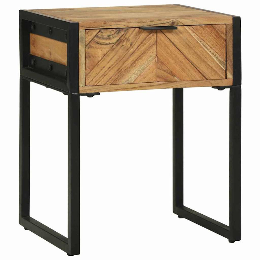 Nachtkastje Bruin 40 x 35 x 50 cm Massief acaciahout en metaal