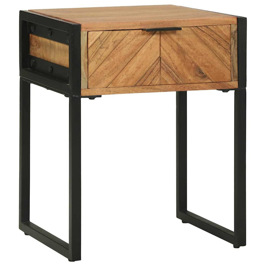 Nachtkastje Bruin 40 x 35 x 50 cm Massief acaciahout en metaal