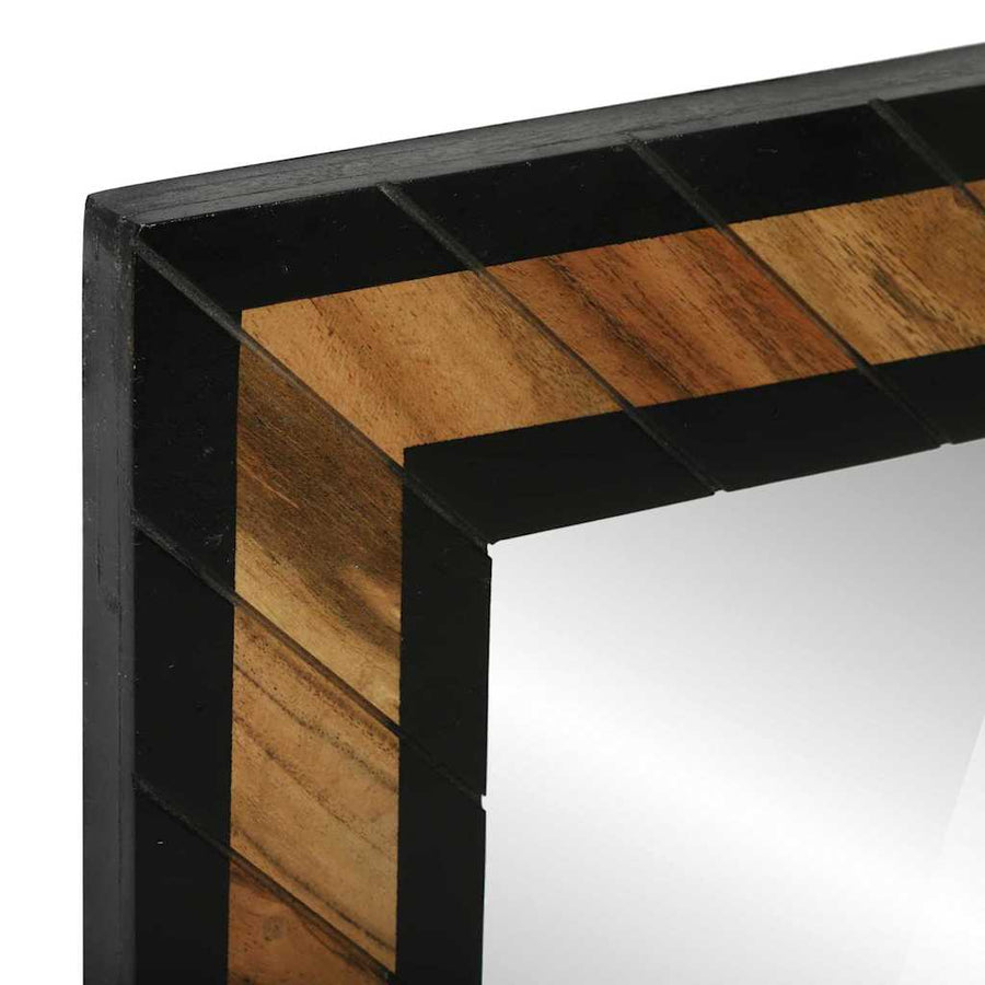 Spiegel Zwart En Bruin Massief Hout Acacia 70 x 2 x 70 cm