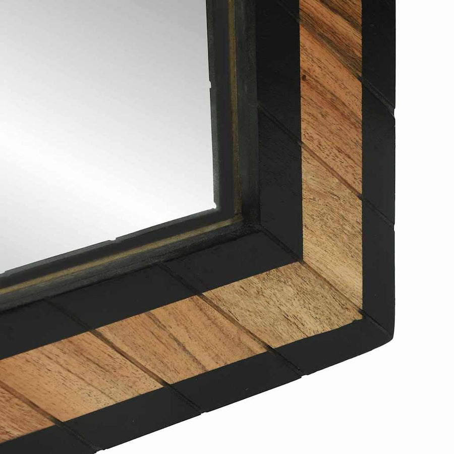 Spiegel Zwart En Bruin Massief Hout Acacia 70 x 2 x 70 cm