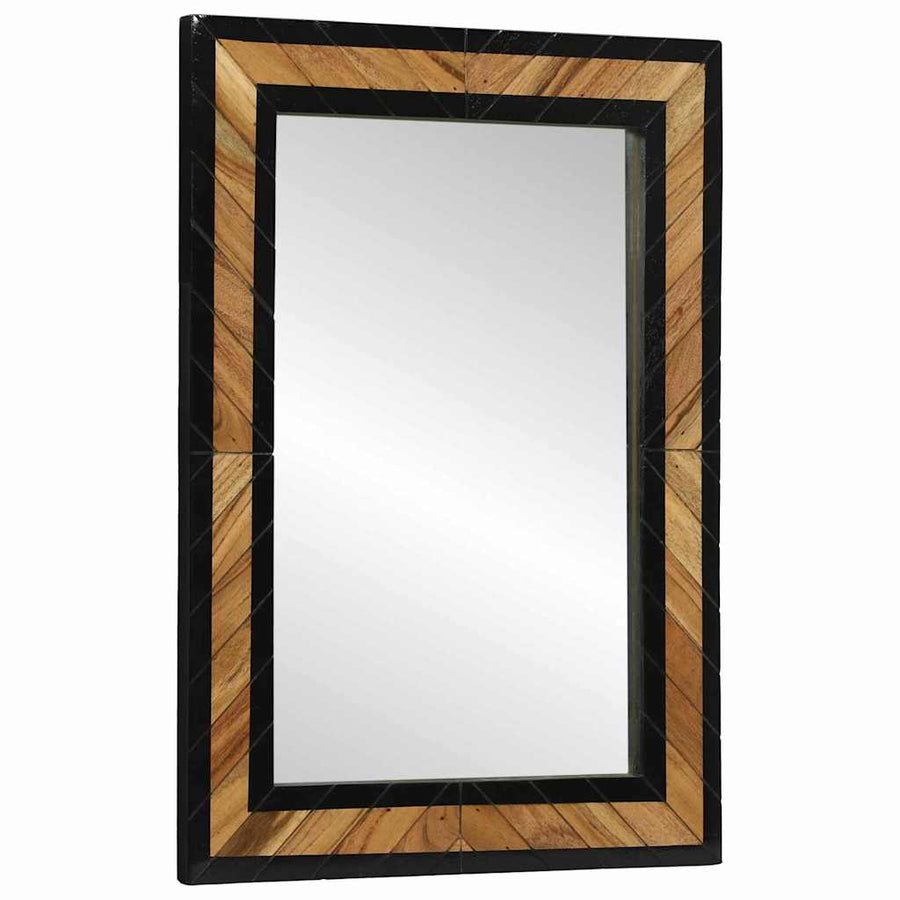 Spiegel Zwart En Bruin Massief Hout Acacia 70 x 2 x 70 cm
