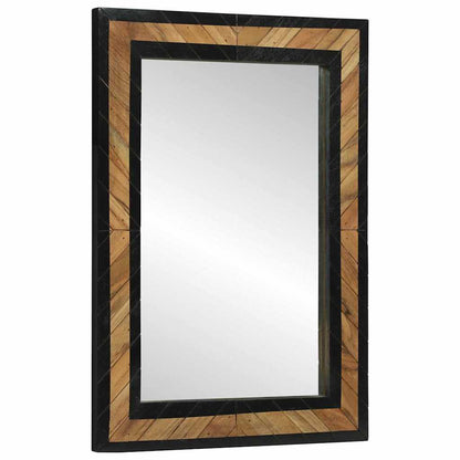 Spiegel Zwart En Bruin Massief Hout Acacia 70 x 2 x 70 cm