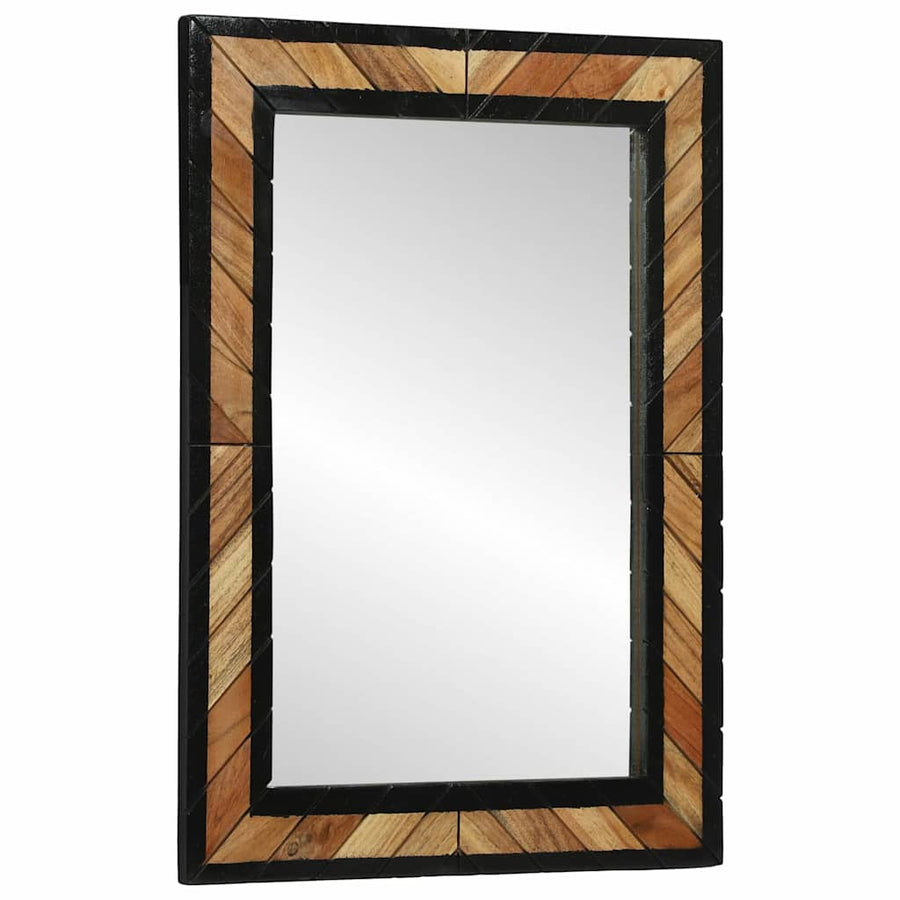 Spiegel Zwart En Bruin Massief Hout Acacia 70 x 2 x 70 cm