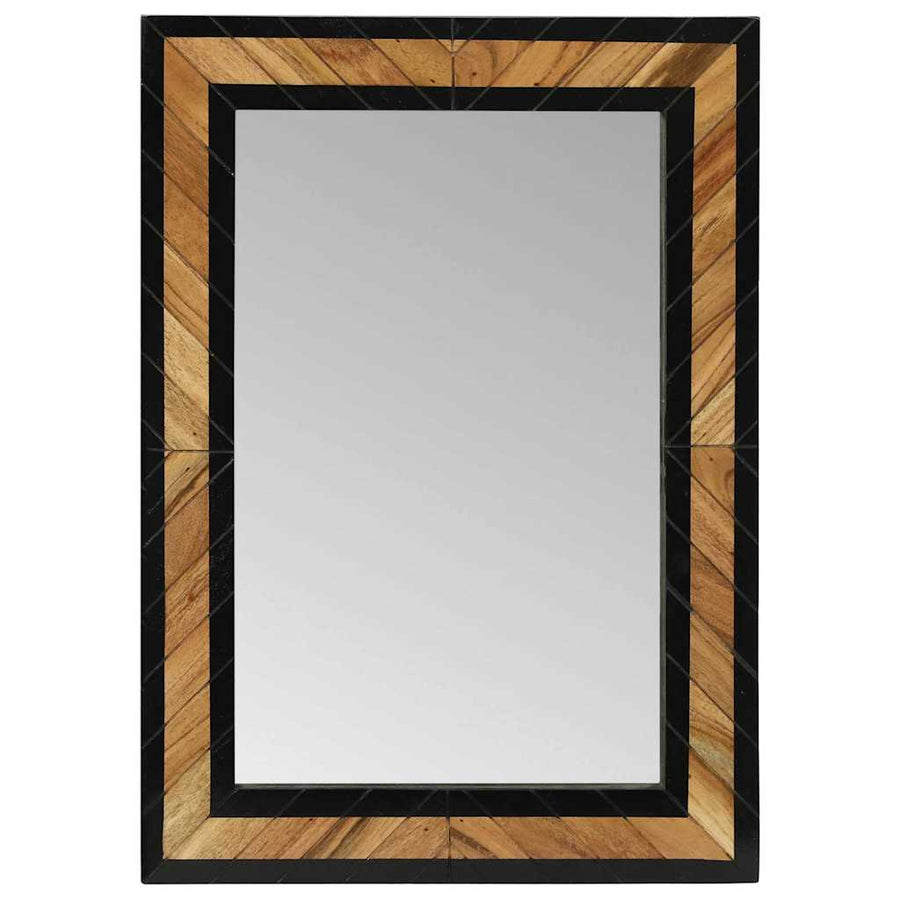 Spiegel Zwart En Bruin Massief Hout Acacia 70 x 2 x 70 cm
