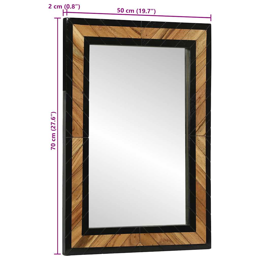 Spiegel Zwart En Bruin Massief Hout Acacia 70 x 2 x 70 cm