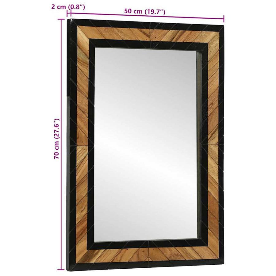 Spiegel Zwart En Bruin Massief Hout Acacia 70 x 2 x 70 cm