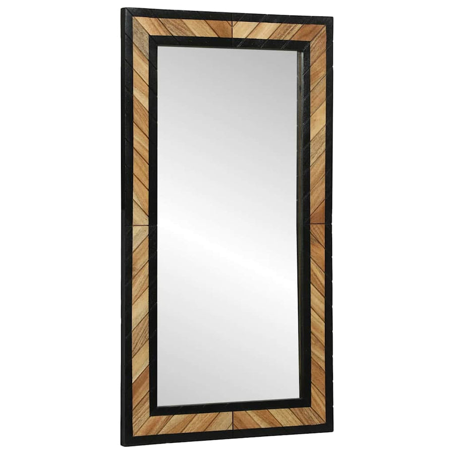 Wandspiegel Zwart en Bruin 50 x 2 x 90 cm Massief Acaciahout
