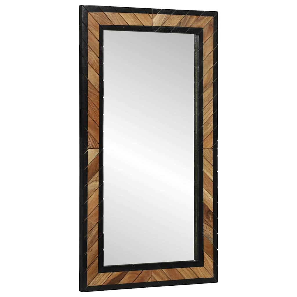 Wandspiegel Zwart en Bruin 50 x 2 x 90 cm Massief Acaciahout
