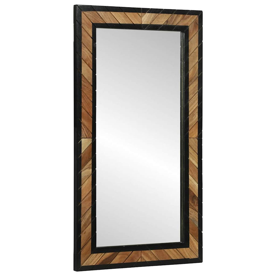 Wandspiegel Zwart en Bruin 50 x 2 x 90 cm Massief Acaciahout