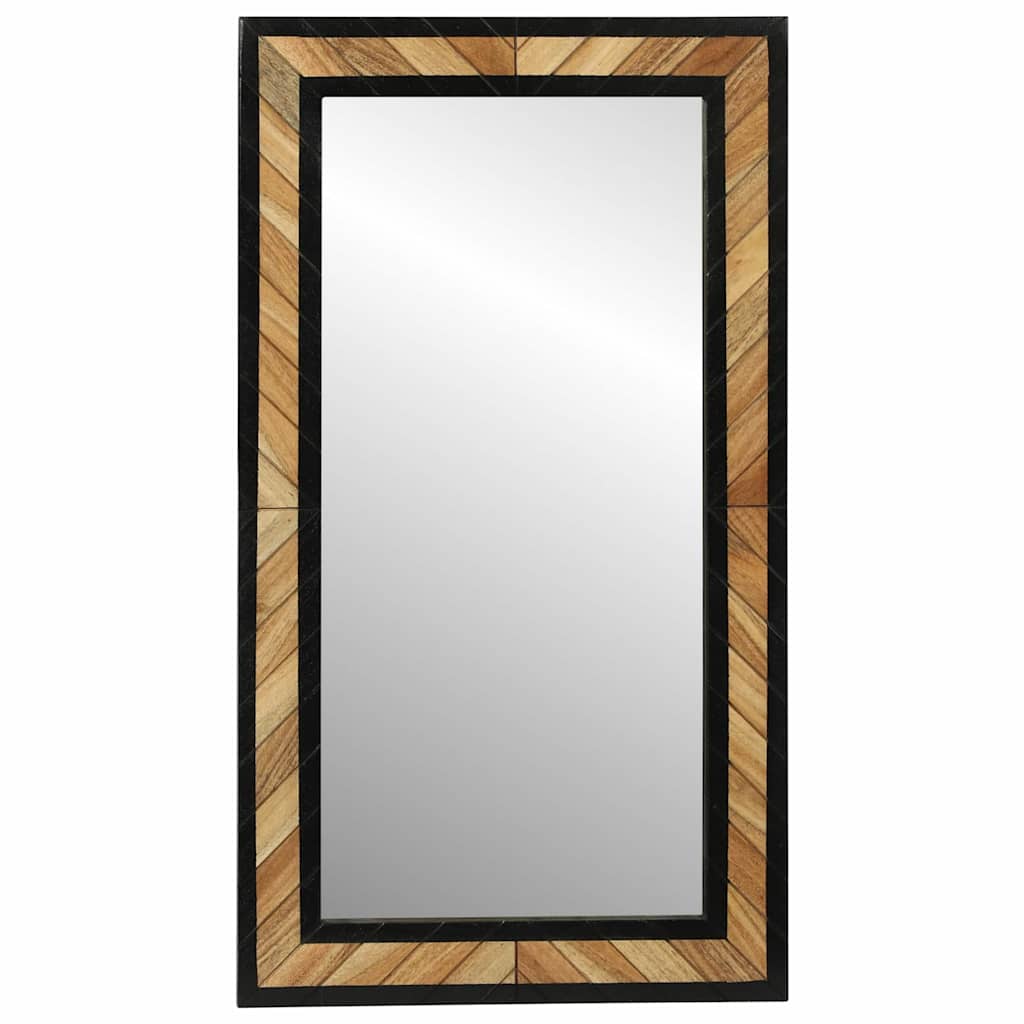 Wandspiegel Zwart en Bruin 50 x 2 x 90 cm Massief Acaciahout