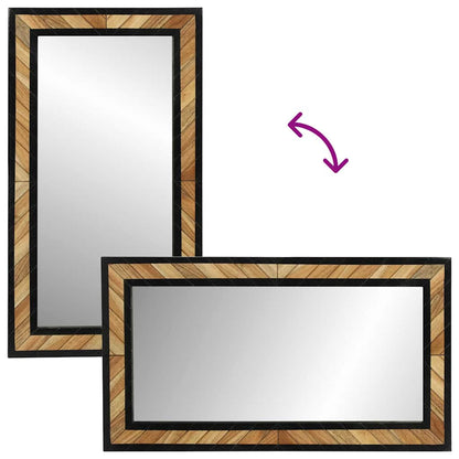 Wandspiegel Zwart en Bruin 50 x 2 x 90 cm Massief Acaciahout