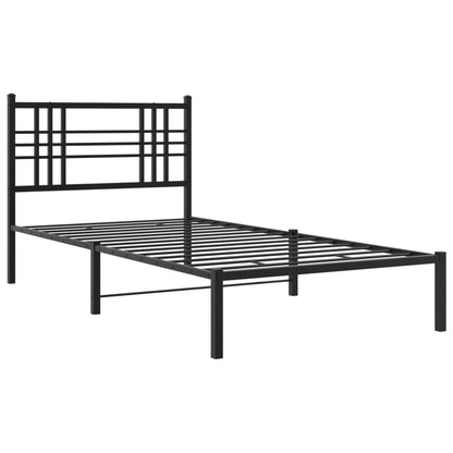 Bedframe met hoofdbord metaal zwart 90x190 cm