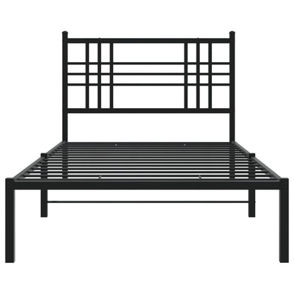 Bedframe met hoofdbord metaal zwart 90x190 cm