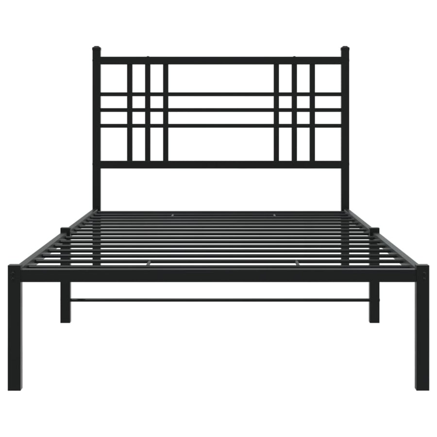 Bedframe met hoofdbord metaal zwart 90x190 cm