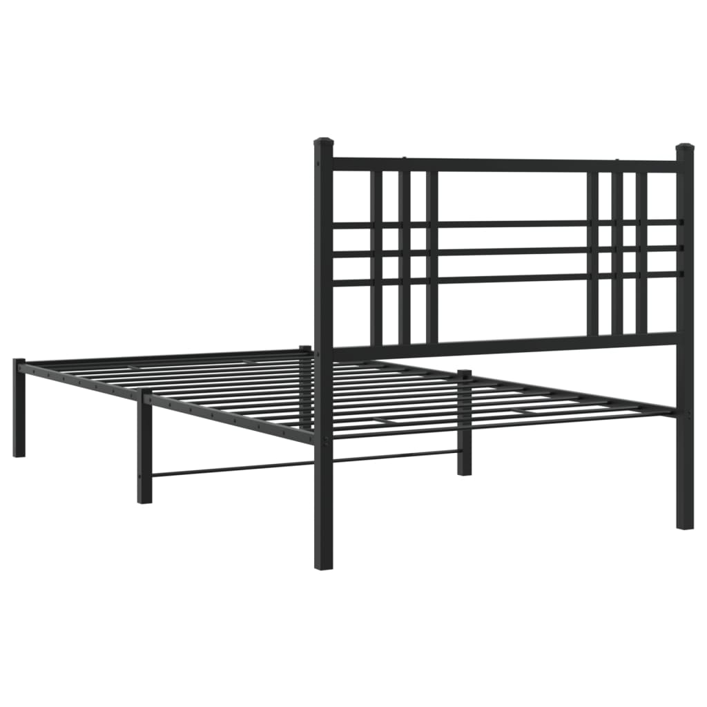 Bedframe met hoofdbord metaal zwart 90x190 cm