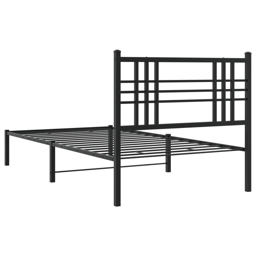 Bedframe met hoofdbord metaal zwart 90x190 cm