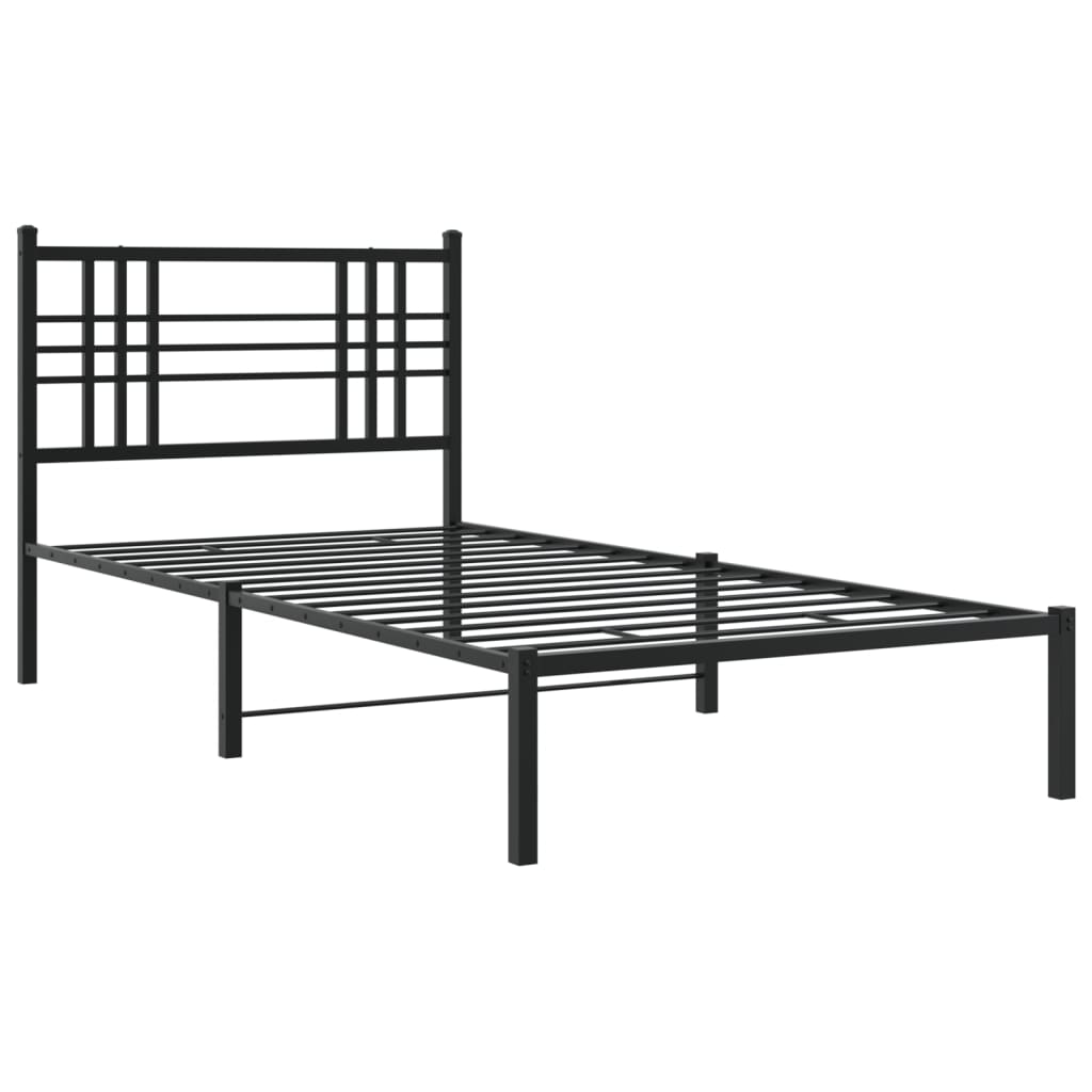 Bedframe met hoofdbord metaal zwart 90x200 cm