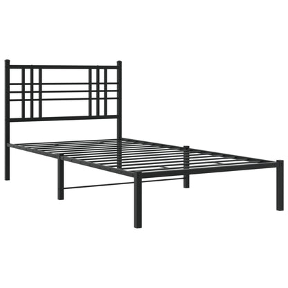 Bedframe met hoofdbord metaal zwart 90x200 cm