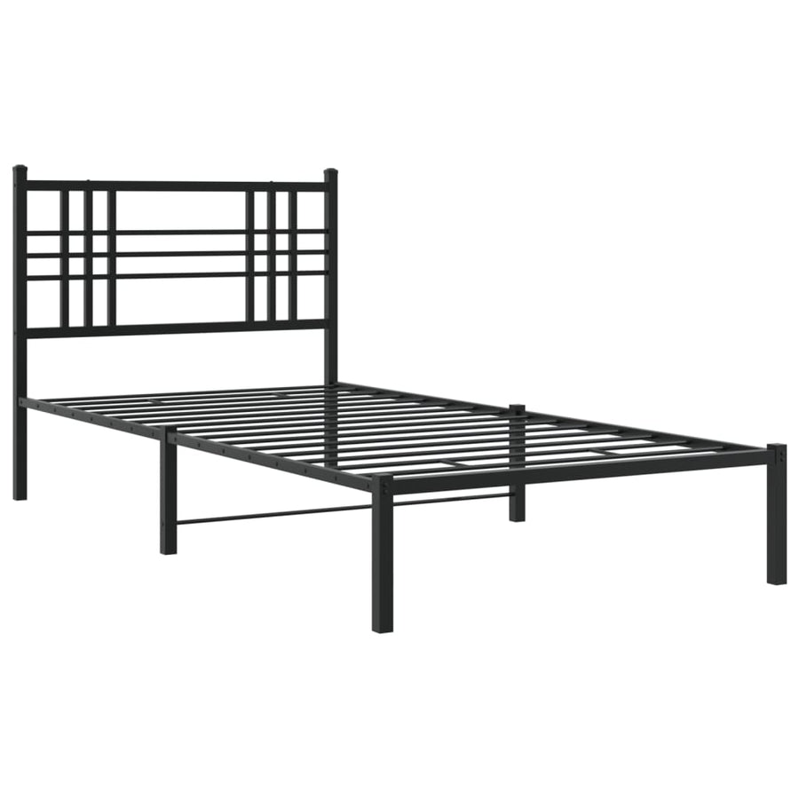Bedframe met hoofdbord metaal zwart 90x200 cm