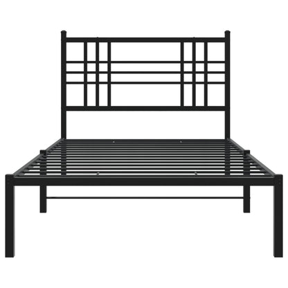 Bedframe met hoofdbord metaal zwart 90x200 cm