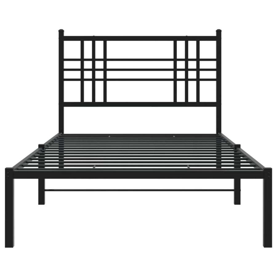 Bedframe met hoofdbord metaal zwart 90x200 cm