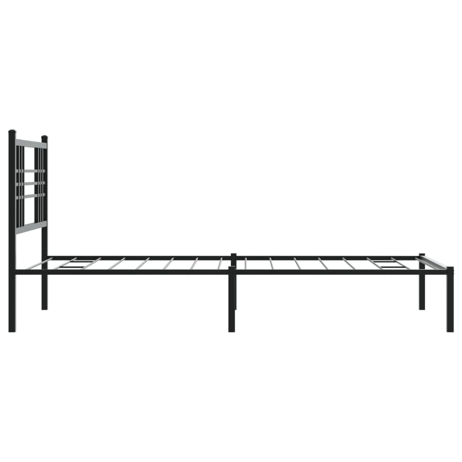 Bedframe met hoofdbord metaal zwart 90x200 cm