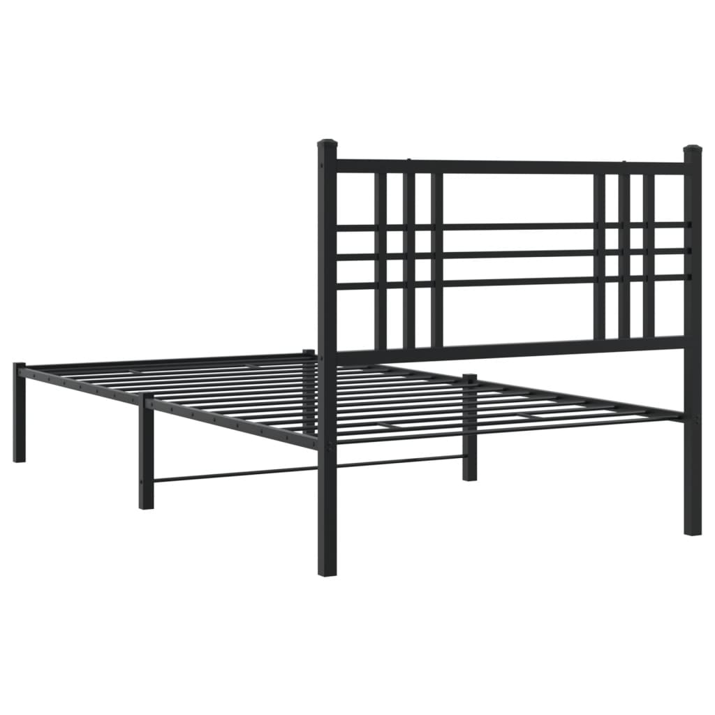 Bedframe met hoofdbord metaal zwart 90x200 cm