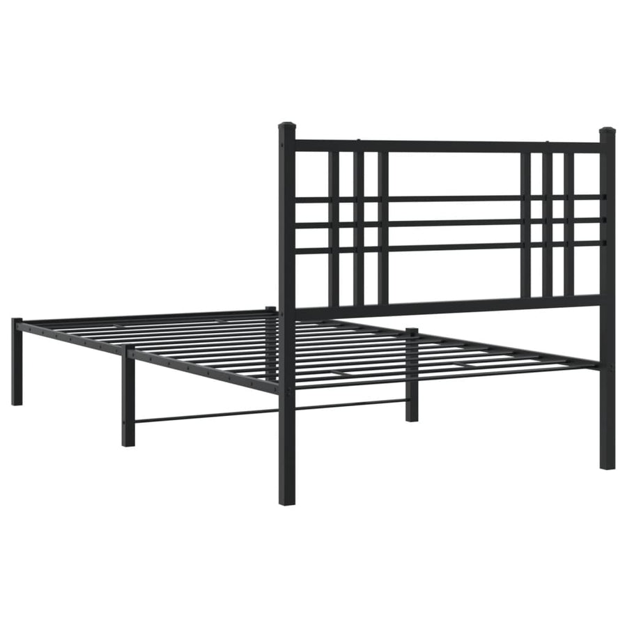Bedframe met hoofdbord metaal zwart 90x200 cm