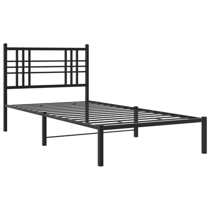Bedframe met hoofdbord metaal zwart 100x190 cm
