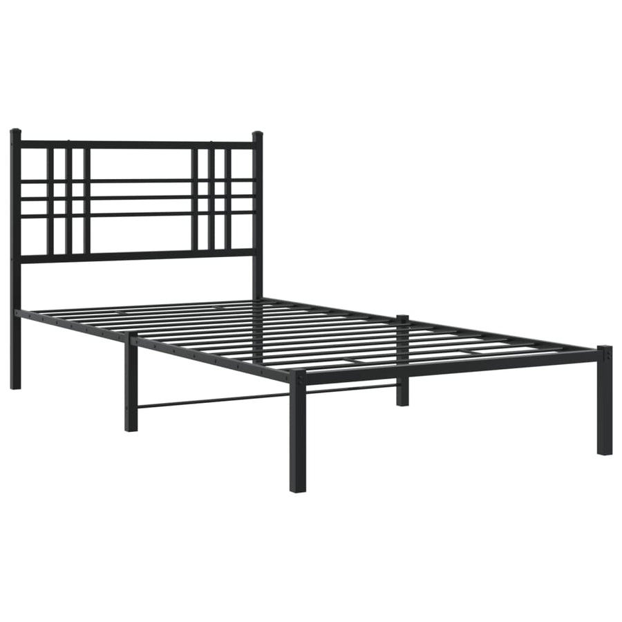 Bedframe met hoofdbord metaal zwart 100x190 cm