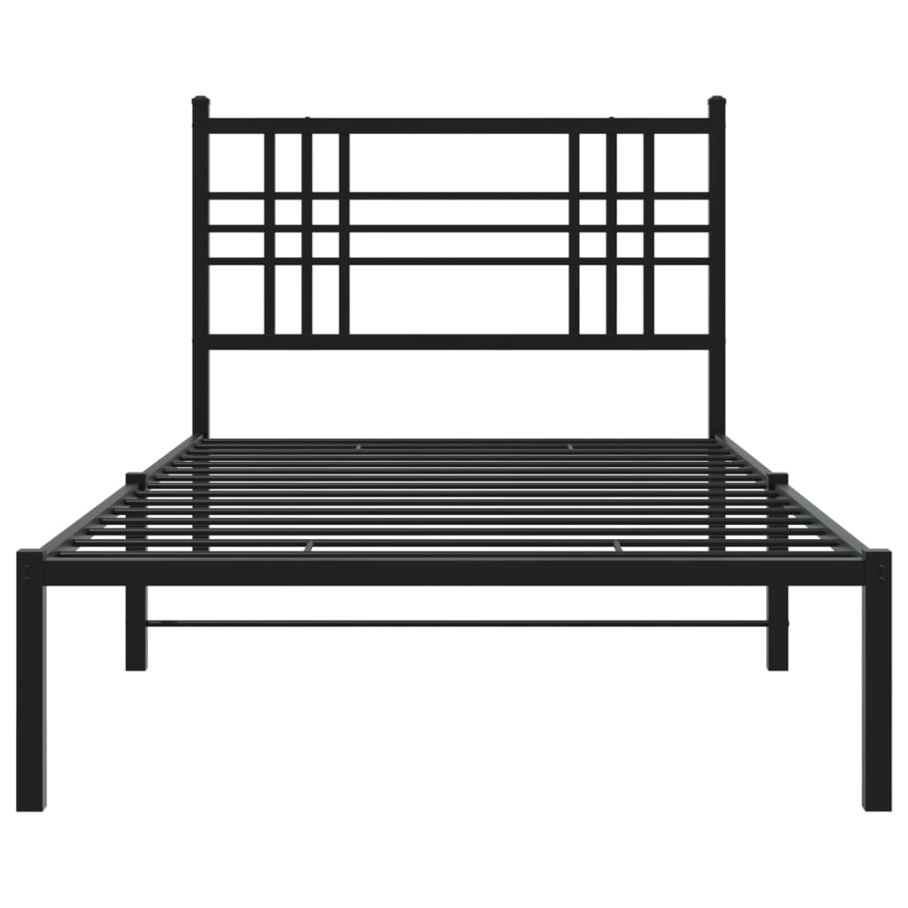 Bedframe met hoofdbord metaal zwart 100x190 cm