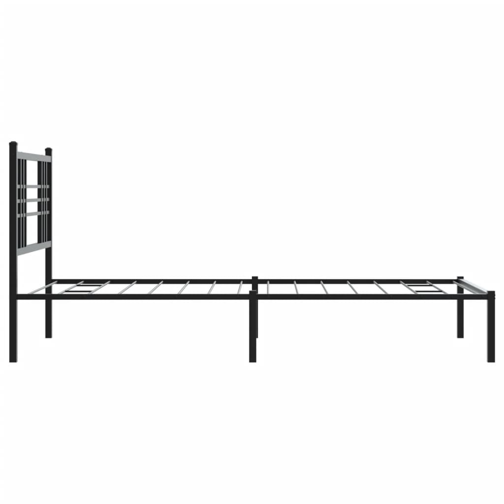 Bedframe met hoofdbord metaal zwart 100x190 cm