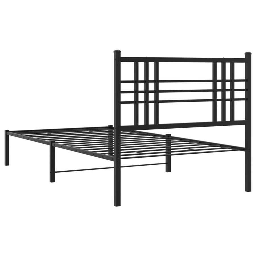 Bedframe met hoofdbord metaal zwart 100x190 cm