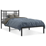 Bedframe 100x190 cm metaal zwart met hoofdbord