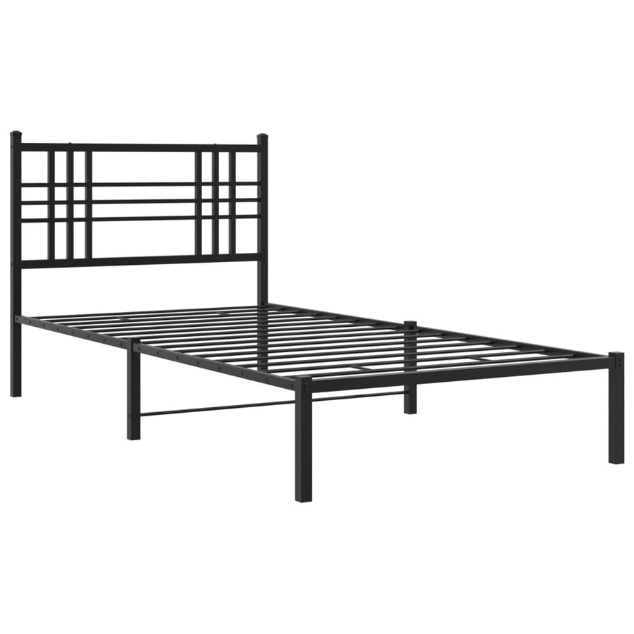 Bedframe met hoofdbord metaal zwart 100x200 cm