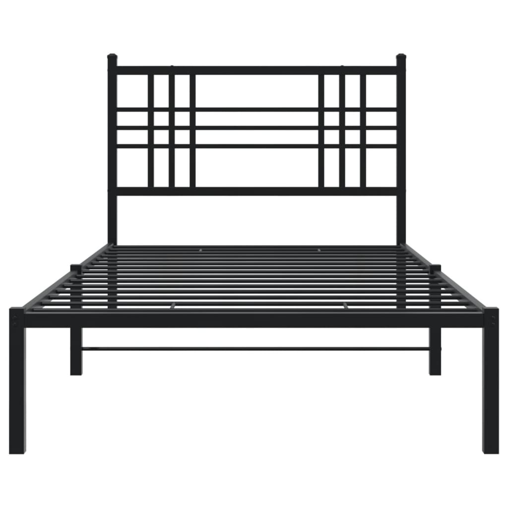 Bedframe met hoofdbord metaal zwart 100x200 cm