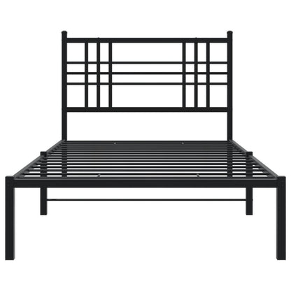 Bedframe met hoofdbord metaal zwart 100x200 cm