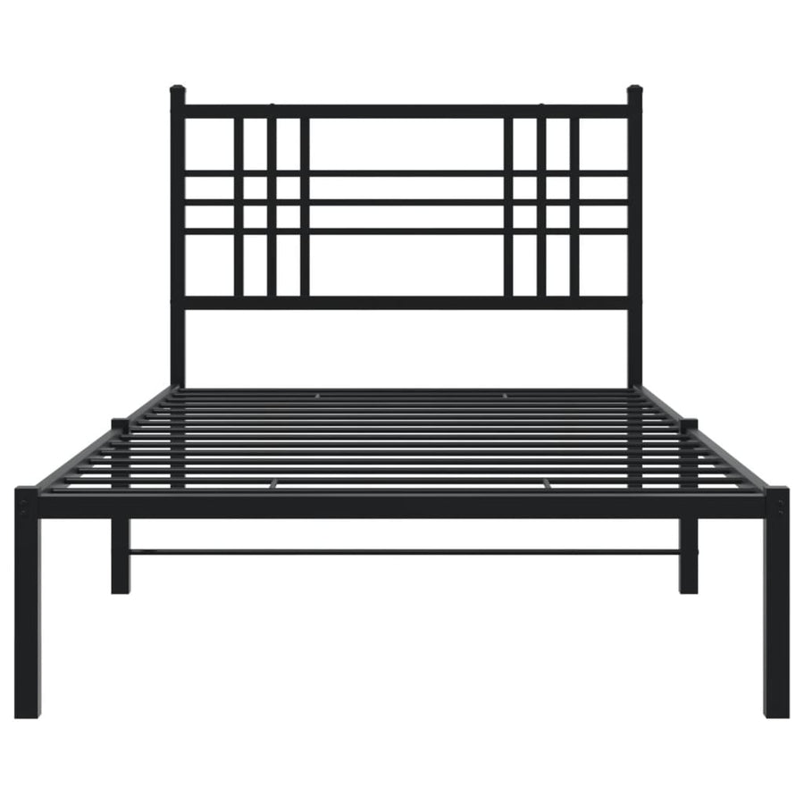 Bedframe met hoofdbord metaal zwart 100x200 cm