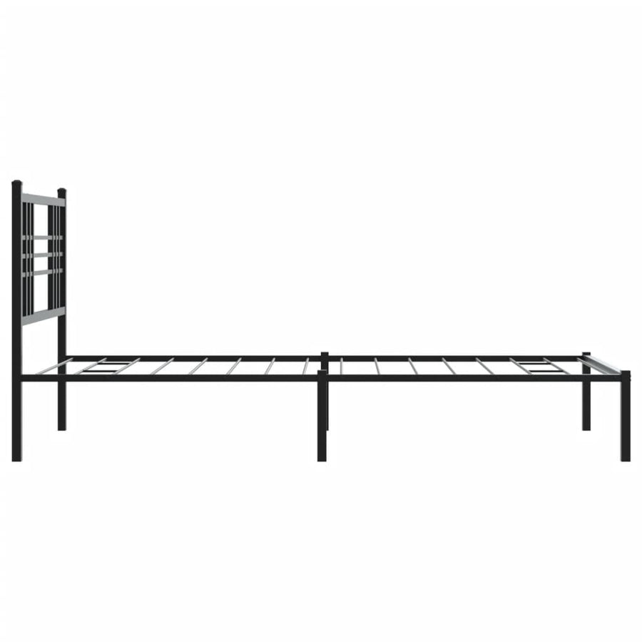Bedframe met hoofdbord metaal zwart 100x200 cm