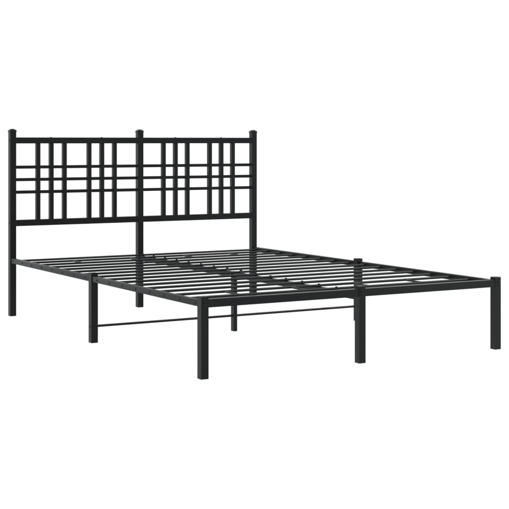 Bedframe met hoofdbord metaal zwart 120x190 cm