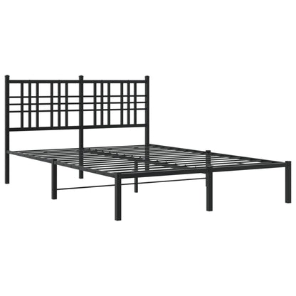 Bedframe met hoofdbord metaal zwart 120x190 cm