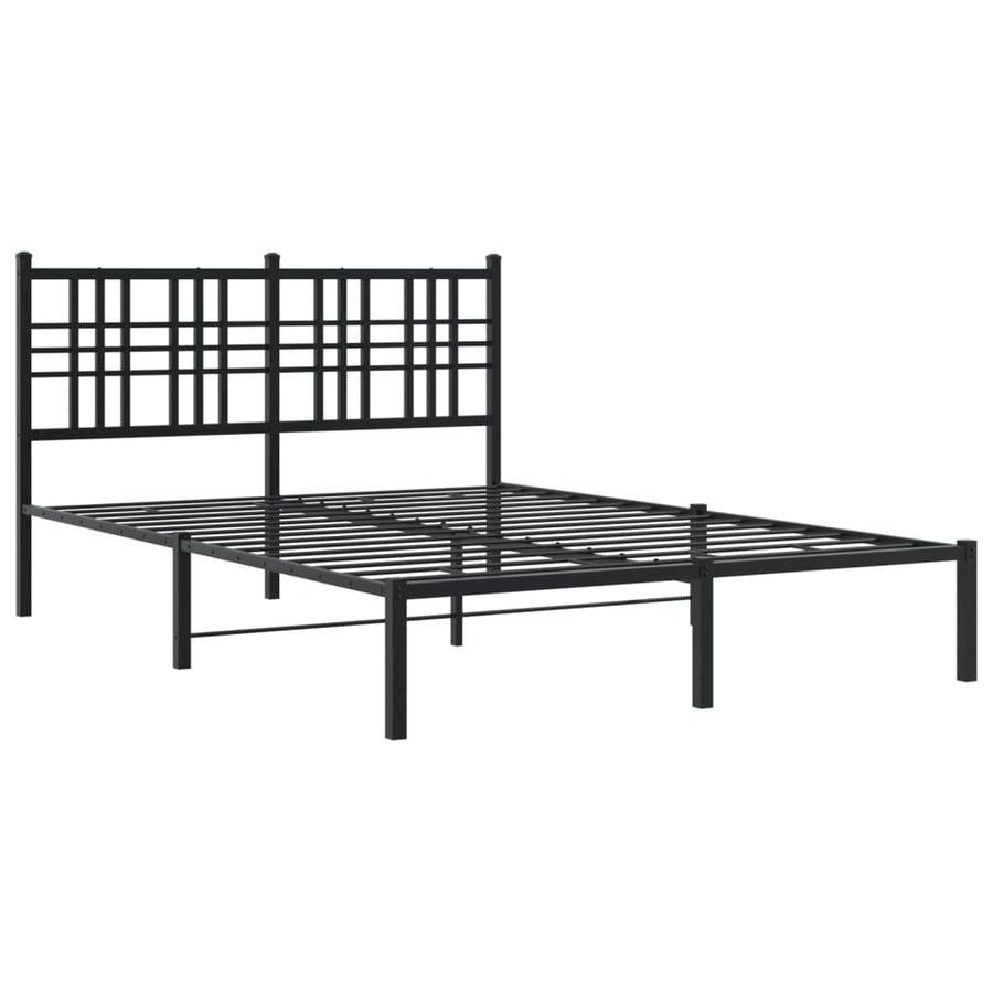 Bedframe met hoofdbord metaal zwart 120x190 cm