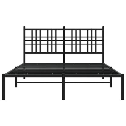 Bedframe met hoofdbord metaal zwart 120x190 cm