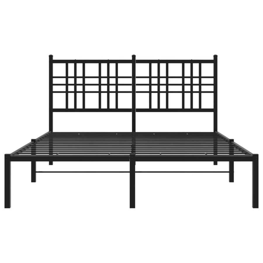 Bedframe met hoofdbord metaal zwart 120x190 cm