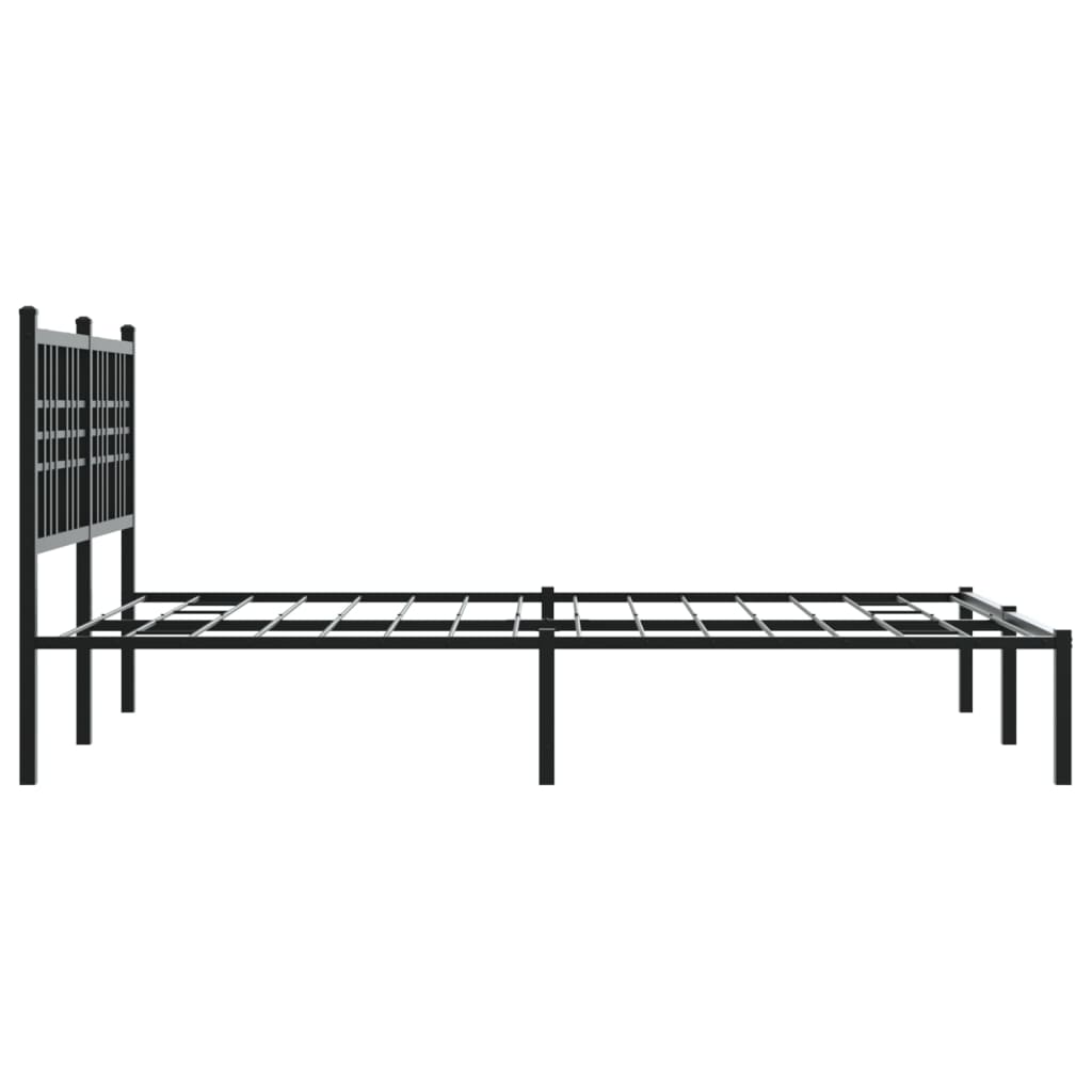 Bedframe met hoofdbord metaal zwart 120x190 cm